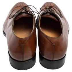 Pre Owned Louis Vuitton Brown Brogue Leather Lace Up Derby Size 44