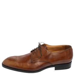 Pre Owned Louis Vuitton Brown Brogue Leather Lace Up Derby Size 44