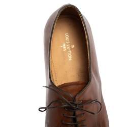 Pre Owned Louis Vuitton Brown Brogue Leather Lace Up Derby Size 44