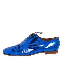 Pre Owned حذاء ديربي لوي فيتون جلد أزرق رباط علوي مقاس 43