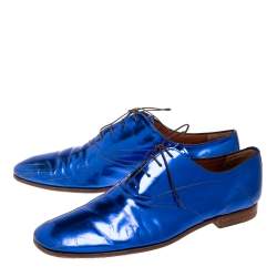 Pre Owned حذاء ديربي لوي فيتون جلد أزرق رباط علوي مقاس 43