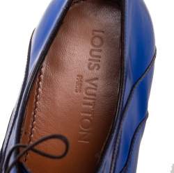 Pre Owned حذاء ديربي لوي فيتون جلد أزرق رباط علوي مقاس 43