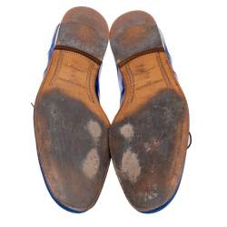 Pre Owned حذاء ديربي لوي فيتون جلد أزرق رباط علوي مقاس 43