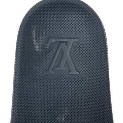 Pre Owned Louis Vuitton Navy Blue Damier Embossed Rubber Waterfront Flat Slides Size 41.5