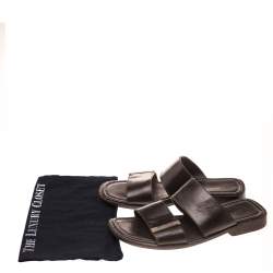 Pre Owned صندل فلات سلايد لوي فيتون جلد مونوغرامي مزخرف بني داكن مقاس 41.5