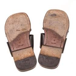 Pre Owned صندل فلات سلايد لوي فيتون جلد مونوغرامي مزخرف بني داكن مقاس 41.5