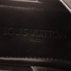 Pre Owned صندل فلات سلايد لوي فيتون جلد مونوغرامي مزخ رف بني داكن مقاس 41.5