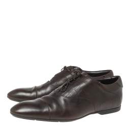 Louis Vuitton Dark Brown Damier Embossed Leather Lace-Up Oxfords Size 42