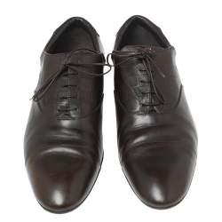 Louis Vuitton Dark Brown Damier Embossed Leather Lace-Up Oxfords Size 42