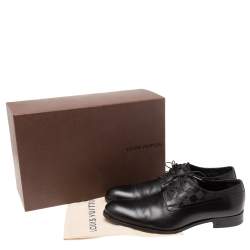 Pre Owned Louis Vuitton Black Damier Embossed Leather Lace-Up Derby Size 43