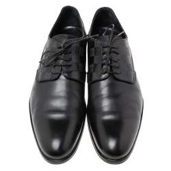 Pre Owned Louis Vuitton Black Damier Embossed Leather Lace-Up Derby Size 43