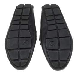 Pre Owned Louis Vuitton Black Leather Slip On Driving Loafers Size 43.5