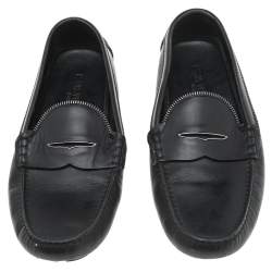 Pre Owned Louis Vuitton Black Leather Slip On Driving Loafers Size 43.5