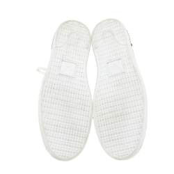 Pre Owned Louis Vuitton Metallic Silver Leather Frontrow Low Top Sneakers Size 45