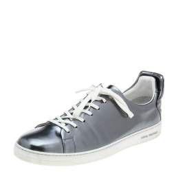 Louis Vuitton Silver Leather Frontrow Sneakers Size 38.5 Louis