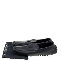 Pre Owned حذاء لوفرز لوي فيتون جلد أسود شعار ماركة بفيونكة سليب أون مقاس 44