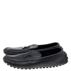 Pre Owned حذاء لوفرز لوي فيتون جلد أسود شعار ماركة بفيونكة سليب أون مقاس 44