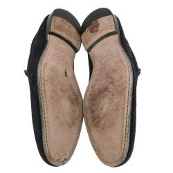 Louis Vuitton Navy Blue Suede Logo Smoking Slippers Size 43