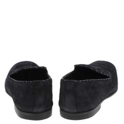 Louis Vuitton Navy Blue Suede Logo Smoking Slippers Size 43