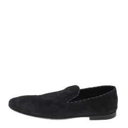 Louis Vuitton Navy Blue Suede Logo Smoking Slippers Size 43