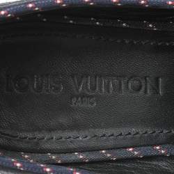 Louis Vuitton Navy Blue Suede Logo Smoking Slippers Size 43
