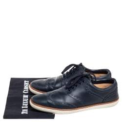 Louis Vuitton Blue Brogue Leather Oxford Lace Up Sneakers Size 43