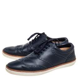 Louis Vuitton Blue Brogue Leather Oxford Lace Up Sneakers Size 43