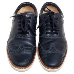 Louis Vuitton Blue Brogue Leather Oxford Lace Up Sneakers Size 43