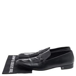 Louis Vuitton Black Leather Slip on Loafers Size 45