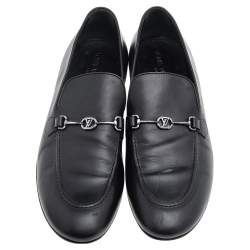 Louis Vuitton Black Leather Slip on Loafers Size 45