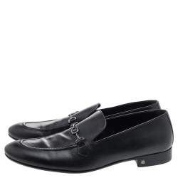 Louis Vuitton Black Leather Slip on Loafers Size 45