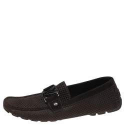 مملوكة مسبقًا حذاء لوفرز لوي فيتون سليب أون مونت كارلو سويدي بني داكن مقاس 41