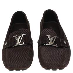 مملوكة مسبقًا حذاء لوفرز لوي فيتون سليب أون مونت كارلو سويدي بني داكن مقاس 41