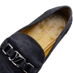 Louis Vuitton Blue Suede Major Slip On Loafers Size 45