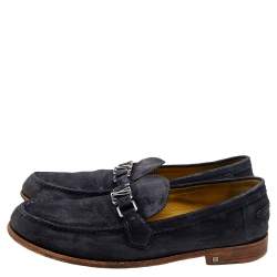 Louis Vuitton Blue Suede Major Slip On Loafers Size 45
