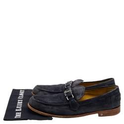 Louis Vuitton Blue Suede Major Slip On Loafers Size 45