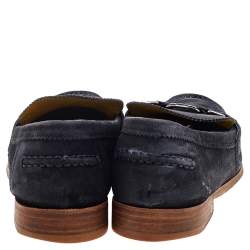 Louis Vuitton Blue Suede Major Slip On Loafers Size 45