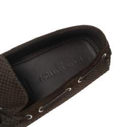 Pre Owned حذاء لوفرز لوي فيتون سويدي دامية صغير بني بفيونكة مقاس 44