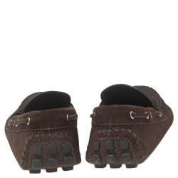 Pre Owned حذاء لوفرز لوي فيتون سويدي دامية صغير بني بفيونكة مقاس 44