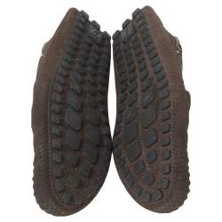 Pre Owned حذاء لوفرز لوي فيتون سويدي دامية صغير بني بفيونكة مقاس 44