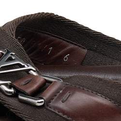 Pre Owned صندل فلات لوي فيتون قماش وجلد بني سيور متعاكسة مزين شعار الماركة مقاس 40