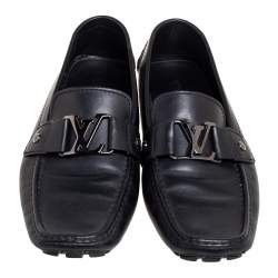 مملوكة مسبقًا حذاء لوفرز لوي فيتون مونت كارلو جلد أسود مقاس 42