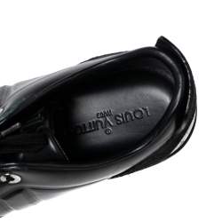 Pre Owned حذاء رياضي لوي فيتون فوسيلاغ سويدي وجلد أسود عنق منخفض مقاس 42 