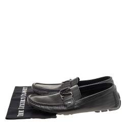 مملوكة مسبقًا حذاء لوفرز لوي فيتون مونت كارلو جلد مزخرف أخضر زيتوني داكن سليب أون مقاس 42.5