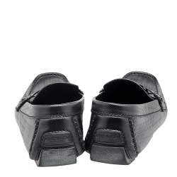 مملوكة مسبقًا حذاء لوفرز لوي فيتون مونت كارلو جلد مزخرف أخضر زيتوني داكن سليب أون مقاس 42.5