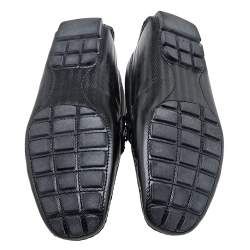 مملوكة مسبقًا حذاء لوفرز لوي فيتون مونت كارلو جلد مزخرف أخضر زيتوني داكن سليب أون مقاس 42.5