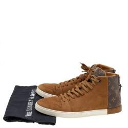 Louis Vuitton Brown Leather And Monogram Canvas High Top Sneakers Size 41.5