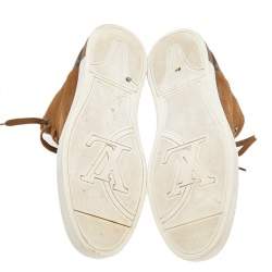 Louis Vuitton Brown Leather And Monogram Canvas High Top Sneakers Size 41.5