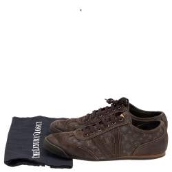 Pre Owned حذاء رياضي لوي فيتون كانفاس مونوغرامي ميني لين وسويدي بني منخفض من أعلى مقاس 44.5