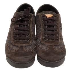 Pre Owned حذاء رياضي لوي ف يتون كانفاس مونوغرامي ميني لين وسويدي بني منخفض من أعلى مقاس 44.5